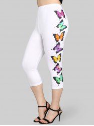 Plus Size Butterfly Print High Waisted Leggings -  