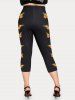 Sunflower Butterfly Print Tee and High Waist Capri Leggings Plus Size Summer Outfit -  
