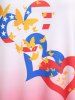 Patriotic American Flag Hearts Tank Top and Capri Leggings Plus Size Summer Outfit -  