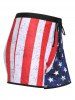 American Flag Pattern Drawstring Tankini Boyshorts -  