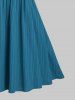 Ruched Bowknot High Waist Plain Color Textured A Line Mini Dress -  