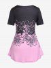 Plus Size Colorblock Floral Print Tee -  