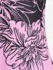 Plus Size Colorblock Floral Print Tee -  