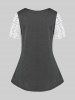 Plus Size & Curve Sweetheart Neck Contrast Lace Inset Tee -  