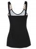 Metal O Ring Butterfly Print Casual Tank Top -  
