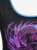 T-shirt Courbe à Imprimé Dragon Grande Taille - Pourpre  L | US 12