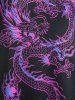 Plus Size & Curve Contrast Dragon Printed Ringer Tee -  