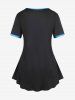 Plus Size & Curve Contrast Dragon Printed Ringer Tee -  