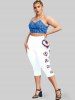 Plus Size & Curve Patriotic American Print Heart Print Capri Leggings -  