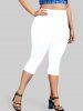 Plus Size & Curve Patriotic American Print Heart Print Capri Leggings -  