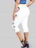 Plus Size & Curve Patriotic American Print Heart Print Capri Leggings -  