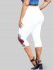 Plus Size & Curve High Waist Rose Print Capri Leggings -  