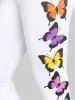 Legging à Imprimé Papillon à Taille Haute Grande Taille - Blanc 2X | US 18-20