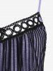 Plus Size Lace Panel Two Tone Backless Tank Top -  