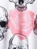 Plus Size Gothic Skull Rose Print Crisscross Tank Top -  