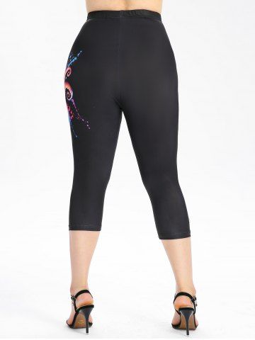 Plus Size Octopus Printed High Waisted Leggings