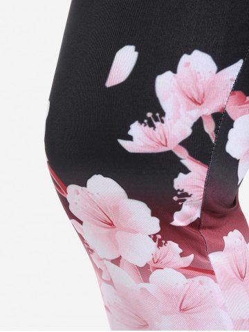 Plus Size Floral Ombre High Rise Capri Leggings