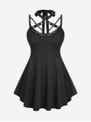 Plus Size Gothic Harness Backless Tunic Tank Top -  