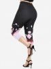 Plus Size Floral Ombre High Rise Capri Leggings -  