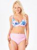 Maillot de Bain en Bikini en Surplis à Imprimé Feuilles - Rose clair XXL