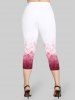Plus Size Ombre Leaf Printed High Rise Leggings -  