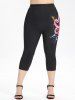 Plus Size Octopus Printed High Waisted Leggings -  