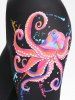 Plus Size Octopus Printed High Waisted Leggings -  