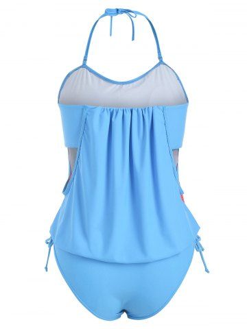Plus Size Ombre Cinched Ruched Halter Swimsuit