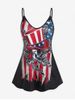 Plus Size Skull American Flag Print Gothic Cami Top -  