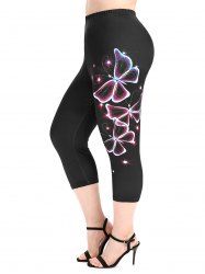 Legging Corsaire Moulant à Imprimé Papillon à Taille Haute de Grande Taille - Noir 2X | US 18-20