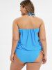 Maillot de Bain Sanglé Ombré à Volants de Grande Taille à Col Halter - Bleu clair 4X