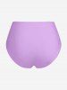 Maillot de Bain Plongeant en Couleur Ombrée Imprimé à Taille Haute de Grande Taille - Violet clair L