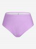 Maillot de Bain Plongeant en Couleur Ombrée Imprimé à Taille Haute de Grande Taille - Violet clair 5X