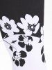 Plus Size High Waist Monochrome Floral Print Skinny Capri Leggings -  
