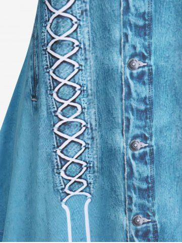 3D Denim Print Tee and Capri Leggings Plus Size Summer Outfit
