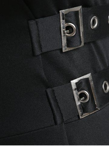 Plus Size Lace Up Buckles A Line Sleeveless Gothic Dress