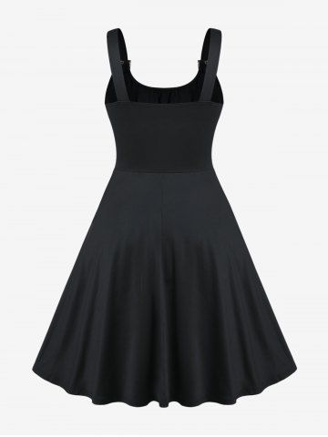 Plus Size Lace Up Buckles A Line Sleeveless Gothic Dress