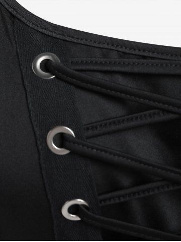 Plus Size Lace Up Buckles A Line Sleeveless Gothic Dress