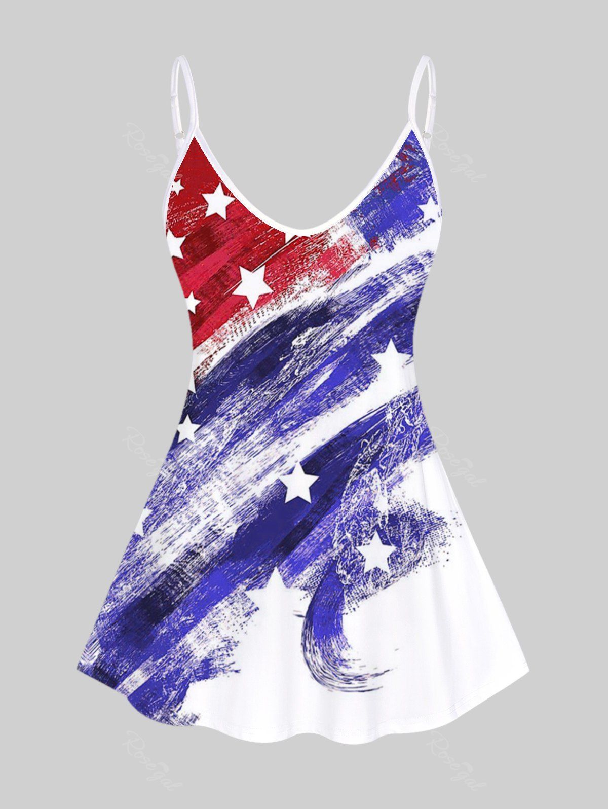 Fashion Plus Size & Curve American Flag Print Patriotic Tank Top  