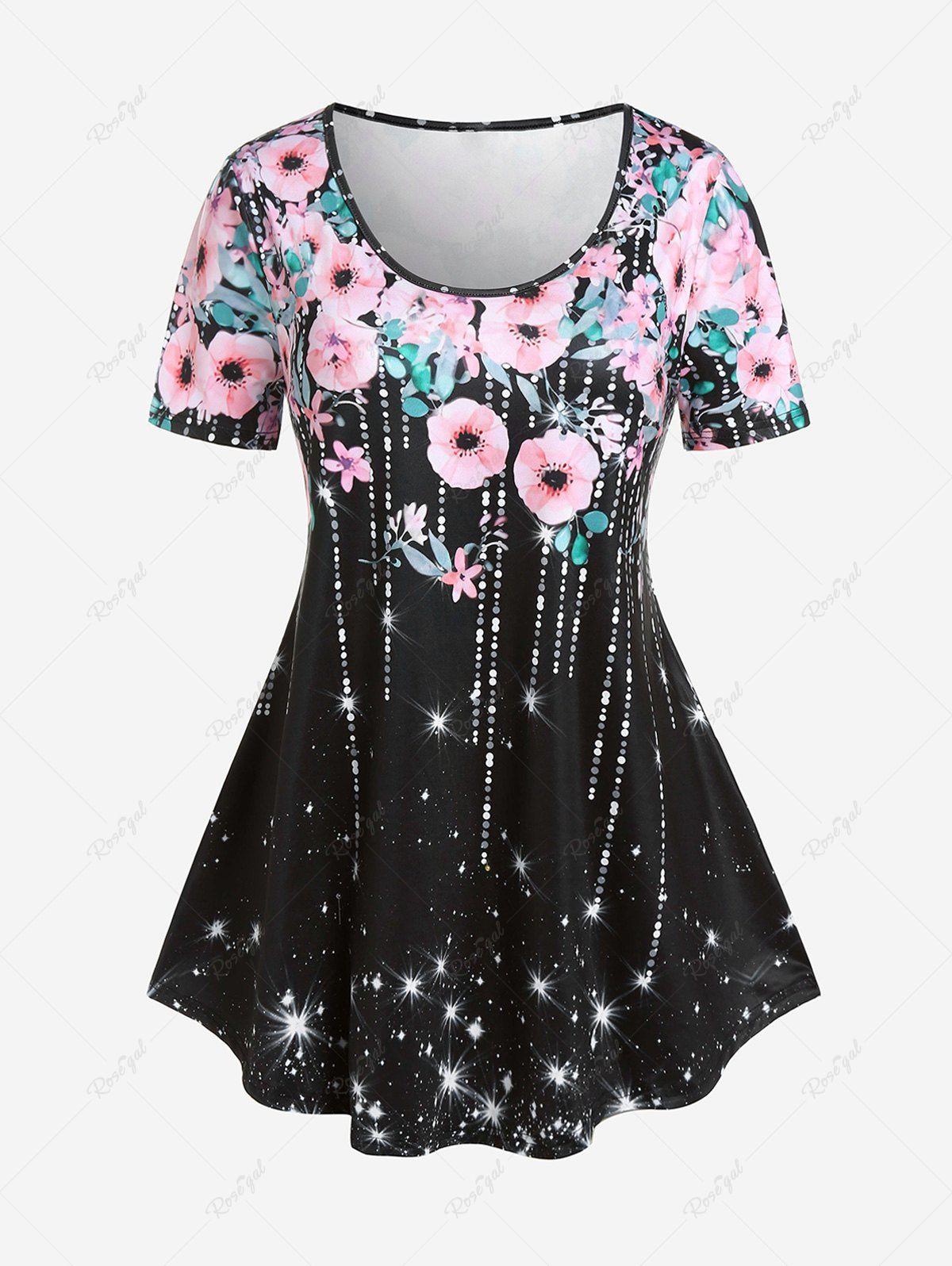 Outfits Plus Size Starlight Floral Print T-shirt  