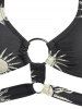 Maillot de Bain Tankini à Imprimé Soleil à Col Halter - Noir XXXL