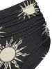 Maillot de Bain Tankini à Imprimé Soleil à Col Halter - Noir XXXL