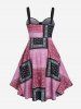 Plus Size Vintage Scarf Print 1950s Pin Up Dress -  