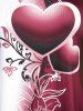 T-shirt à Imprimé Cœur Floral Bloc de Couleur Grande Taille - Rouge foncé 4X | US 26-28