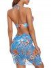 Mesh Leaf Flower Print Wrap Sheer Summer Beach Sarong -  