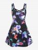 Plus Size Crisscross Butterfly Skull Print Gothic Dress -  