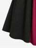 Robe Gothique Linge A Bicolore sans Manches de Grande Taille à Lacets à Volants - Noir 