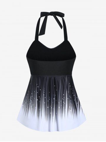 Plus Size Halter Backless Empire Waist Modest Boyshorts Tankini Swimsuit