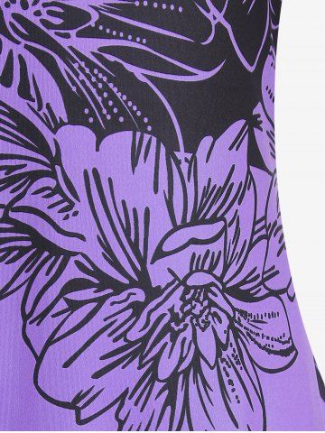 Plus Size Colorblock Floral Print Tee