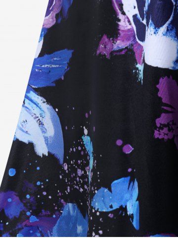 Plus Size Crisscross Butterfly Skull Print Gothic Dress